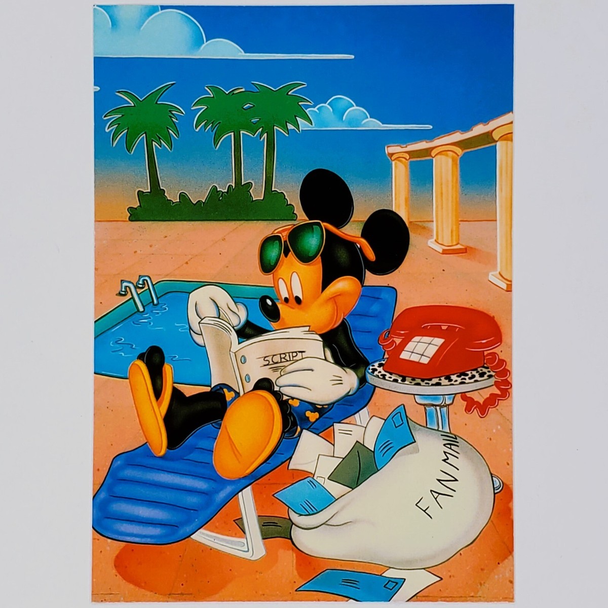 Mickey Mouse Postcard Disney Show Biz Script Fan Mail Swimming