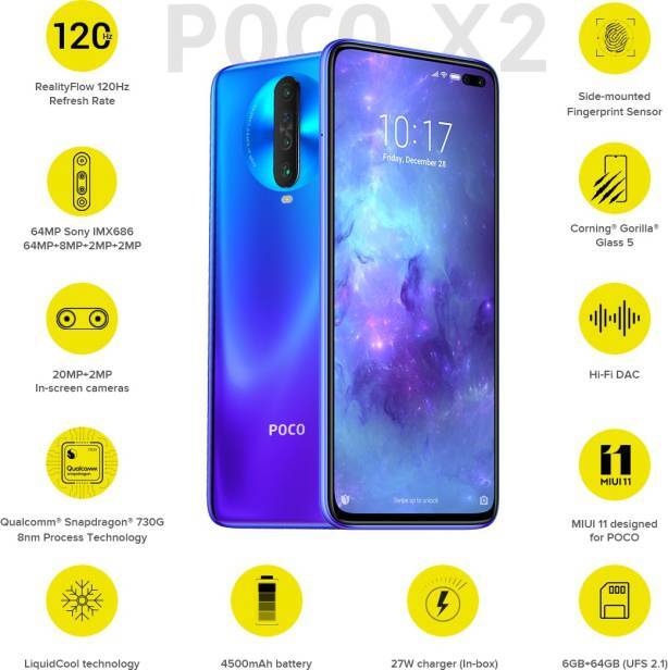 POCO X2 Factory Unlocked Dual SIM 6GB RAM 64GB STORAGE 6.67inch