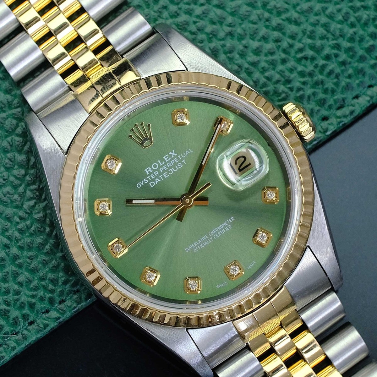 Rolex Datejust Unisex Watch 16233 Olive Green Diamond Jubilee w