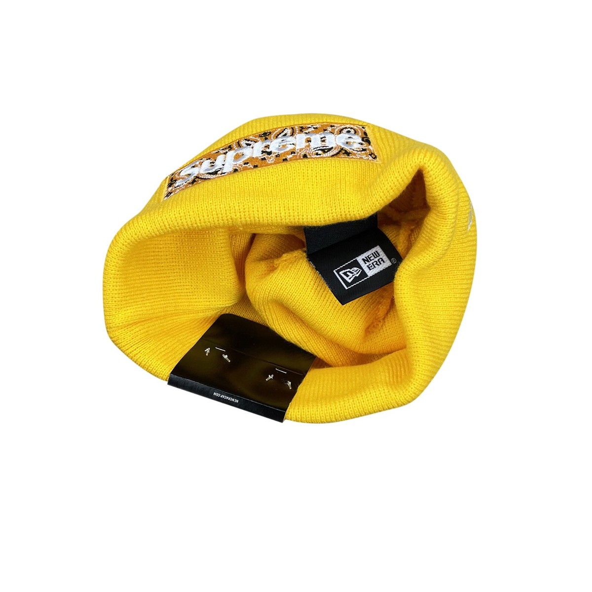 Supreme x New Era FW19 Bandana Box Logo Beanie Yellow | eBay