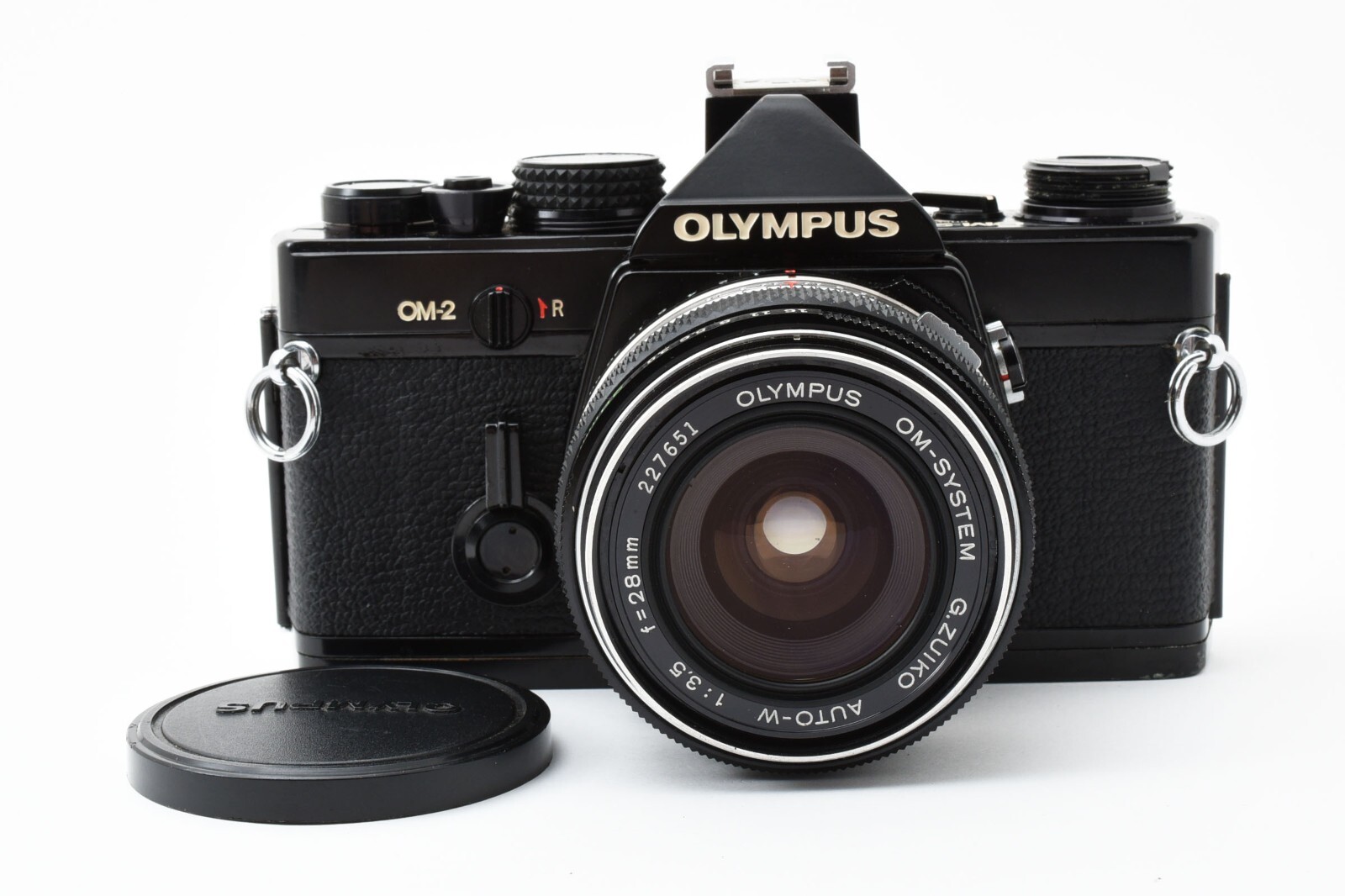OLYMPUS OM-2 SLR Film Camera Black w/ G.ZUIKO AUTO W 28mm F3.5