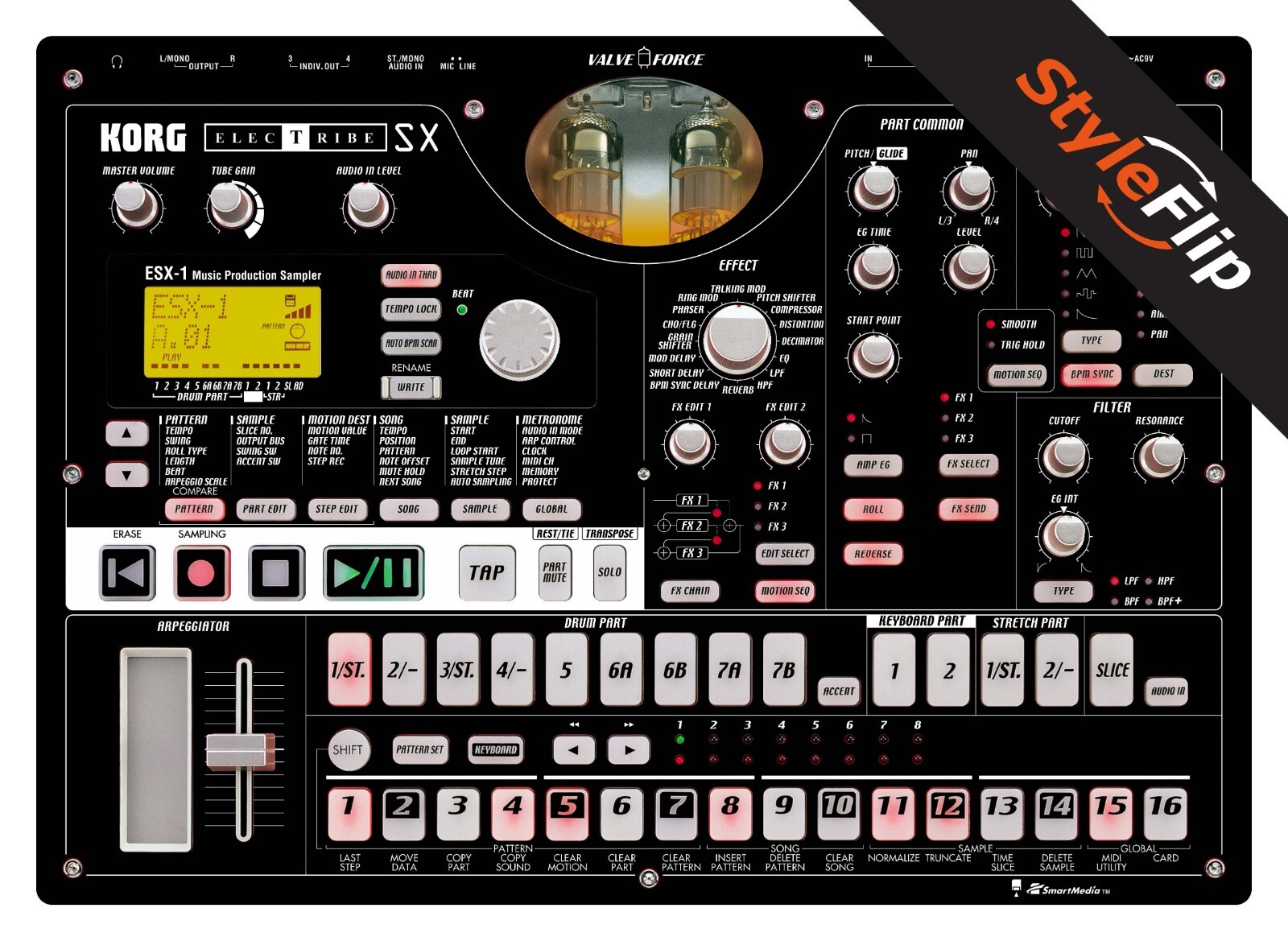 Korg Electribe SX ESX-1 Skin | Color Black | Protective Decal
