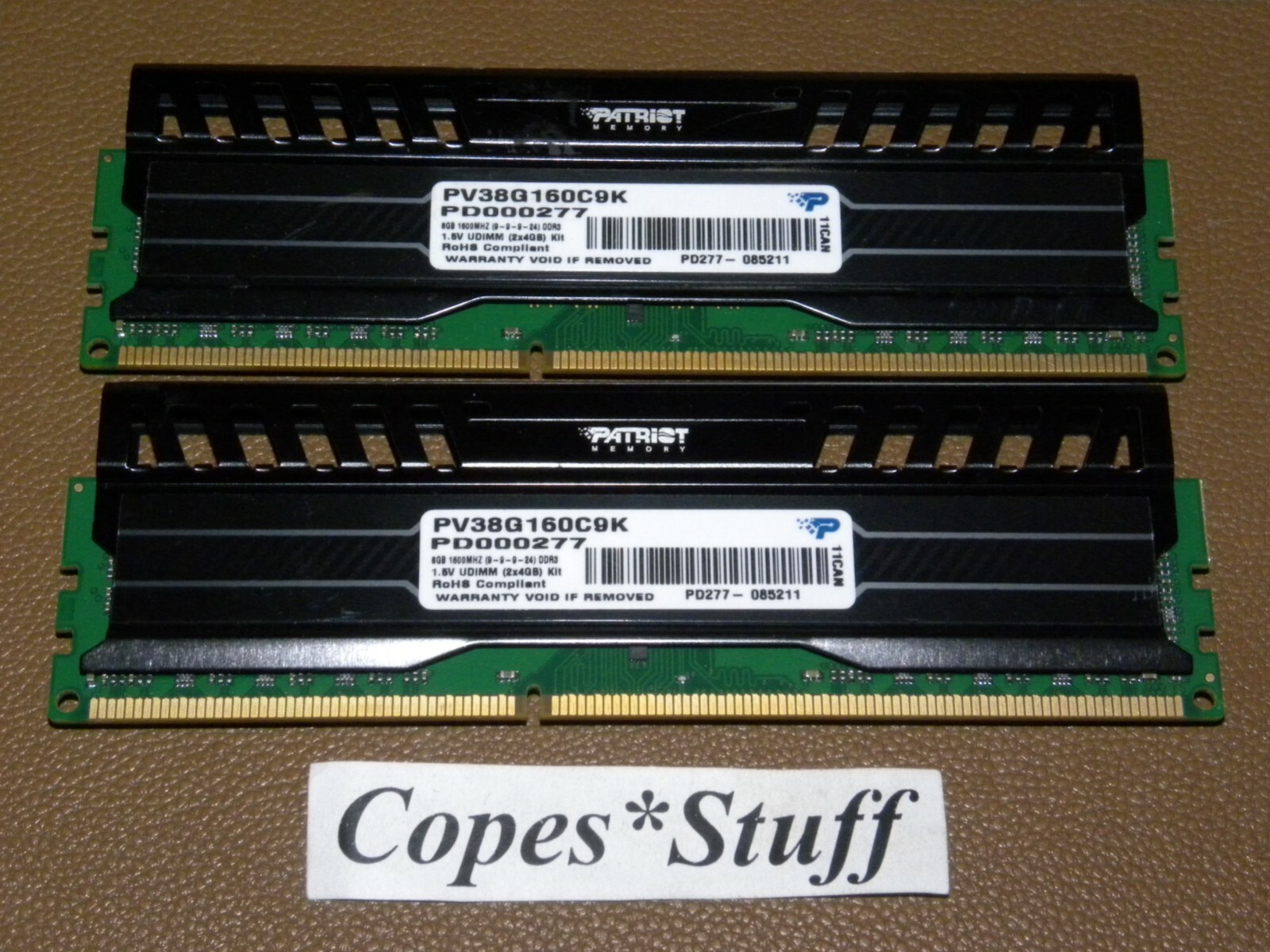 Patriot Viper PV38G160C9K DDR3 PC3-12800u LOT (2) x 8GB = 16GB