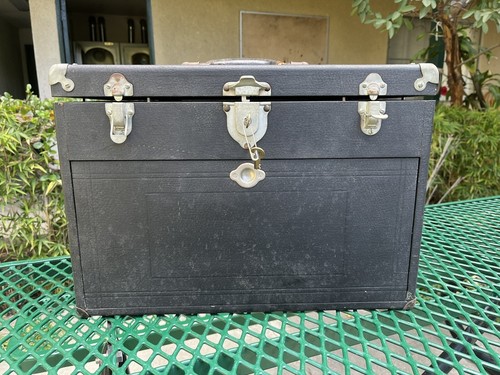 Vintage H Gerstner & Sons 7 Drawer Leather Wrapped? Oak Machinist