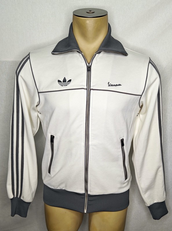Vtg Y2K Adidas Originals x Vespa white & gray zip-up track jacket