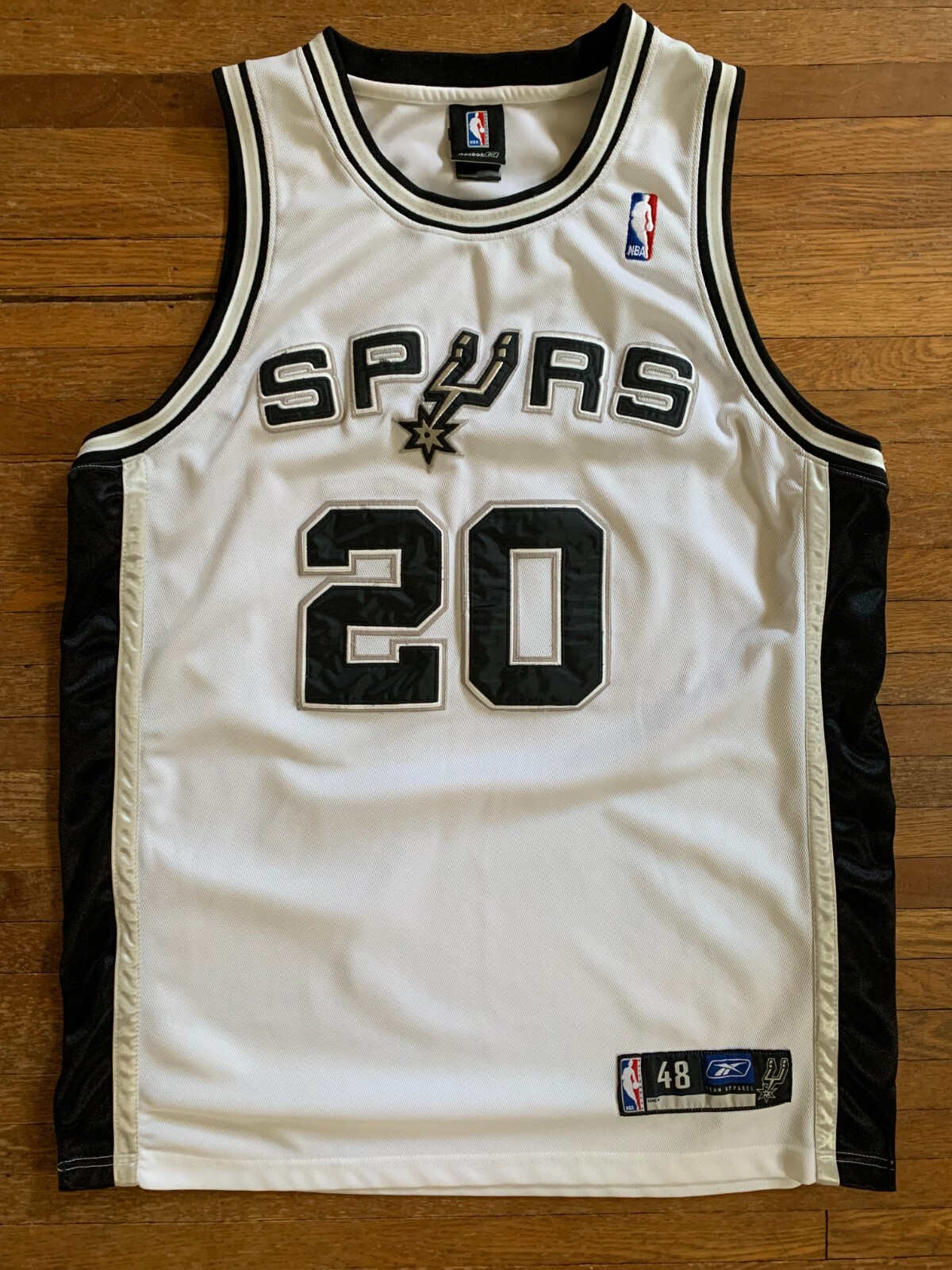 Manu Ginobili Reebok Authentic Size 48 XL San Antonio Spurs White