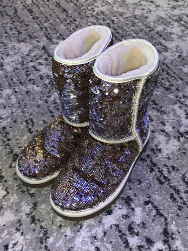 UGG Australia Classic 3353 Short Sparkle Sequin Champagne Boots
