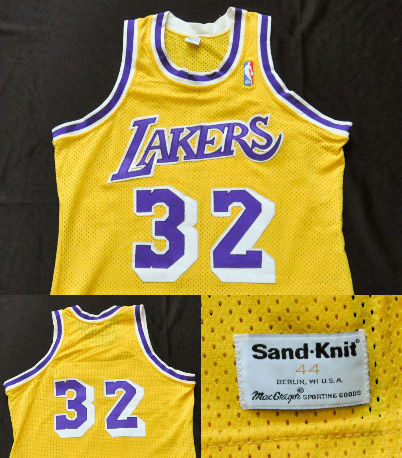 32 Magic Johnson Los Angeles Lakers Sandknit Jersey Authentic Sewn