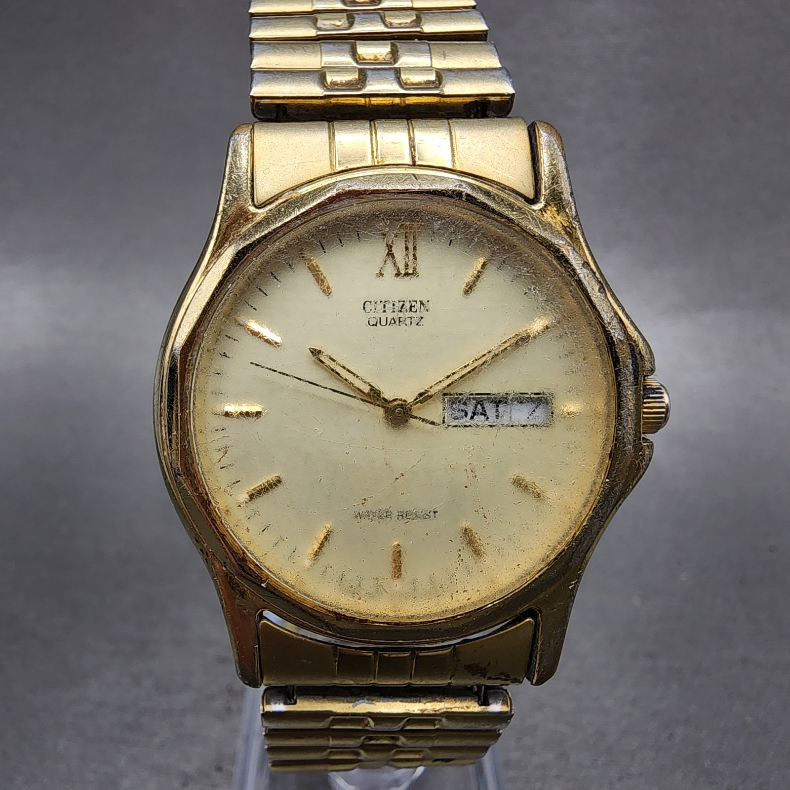 Citizen Watch Men 34mm Champagne Dial Gold Tone Daydate 5500