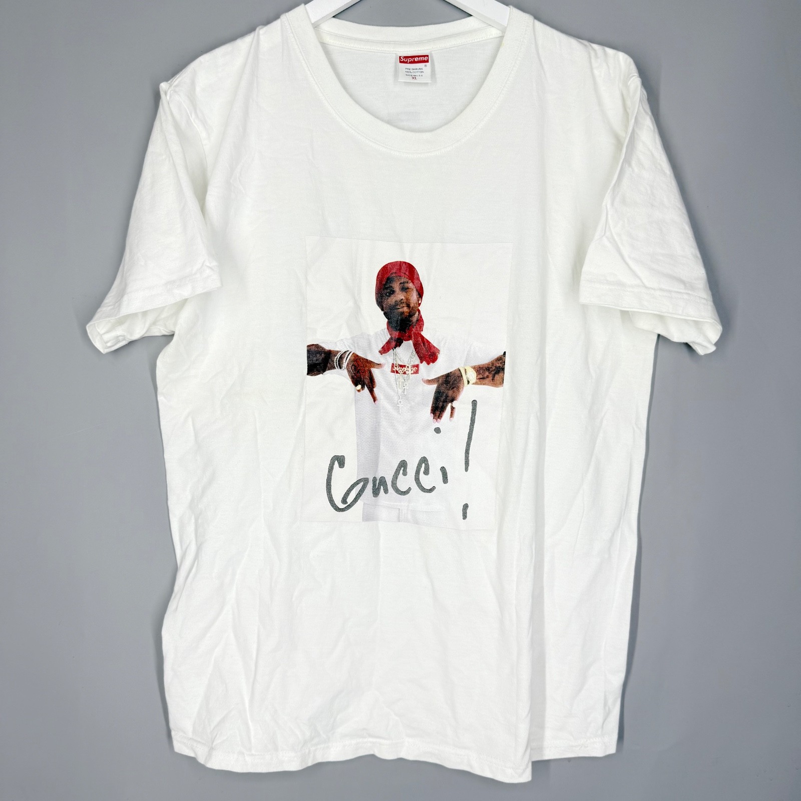 SUPREME X GUCCI MANE PHOTO TEE ADULT XL TSHIRT RARE GRAPHIC WHITE