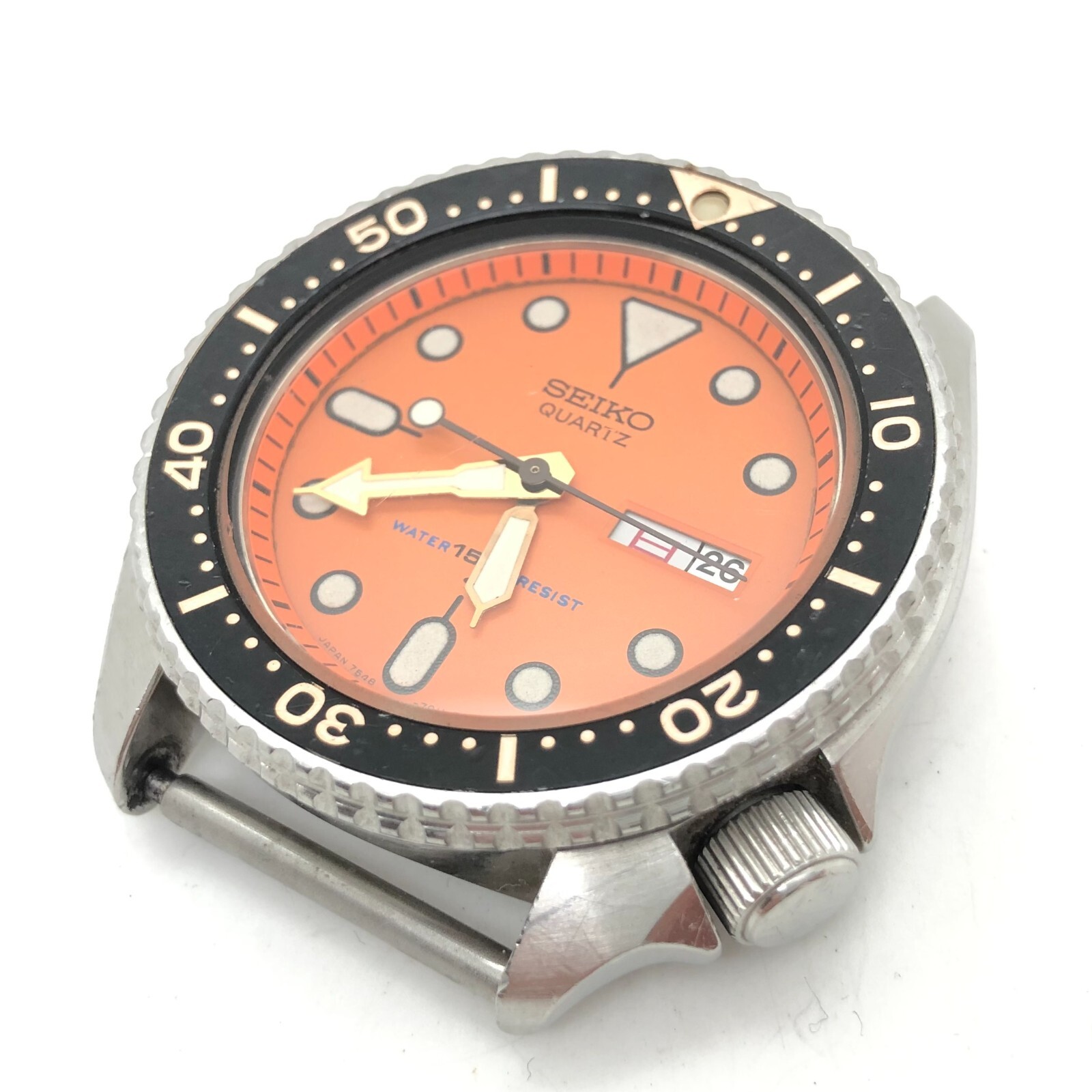 w1847] SEIKO 7548-700C 150m Diver Orange dial New battery Working