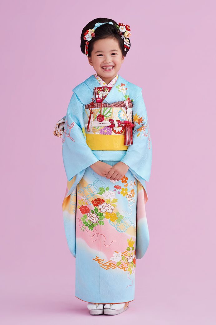高島屋誂え 千總 四つ身 正絹 子供着物 比翼 刺繍 パ
