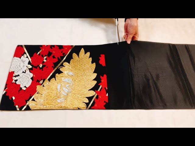 着物の帯をめいっぱい使っての簡単なリメイク♪【簡単バッグ】A simple