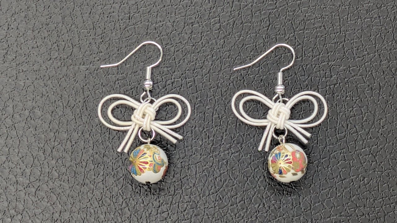 Transfer beads and Kana knot earrings] Mizuhiki accessories - YouTube