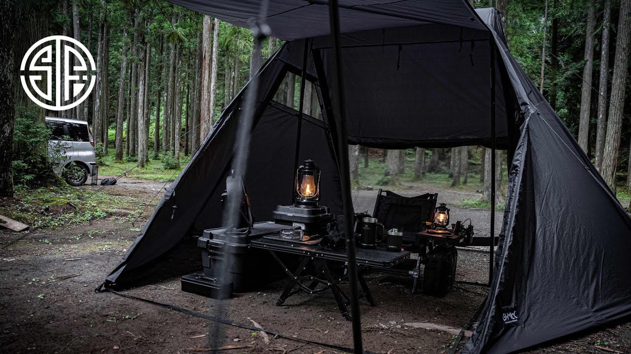 4Kキャンプ】#47 新幕引っ提げ、無骨黒ギアキャンプ！パップテントの