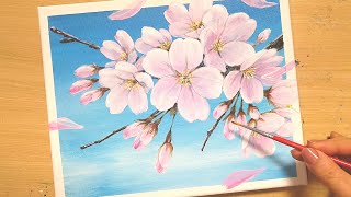 How to draw [cherry blossoms] with acrylic paint /Simple acrylic