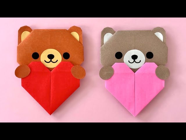 折り紙】くまさんハートの折り方 Origami How to make Cute Bear