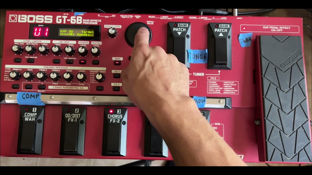 Boss GT-6B - Using the Expression Pedal for Wah and Volume - YouTube