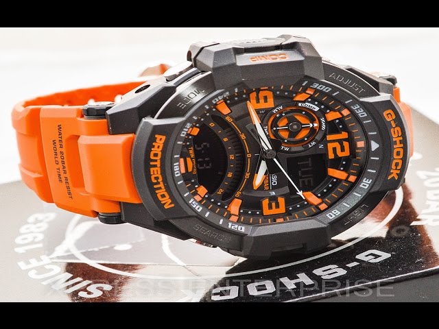 Casio GSHOCK G-Aviation GA1000-4A REVIEW | How To Set Time | LIGHT
