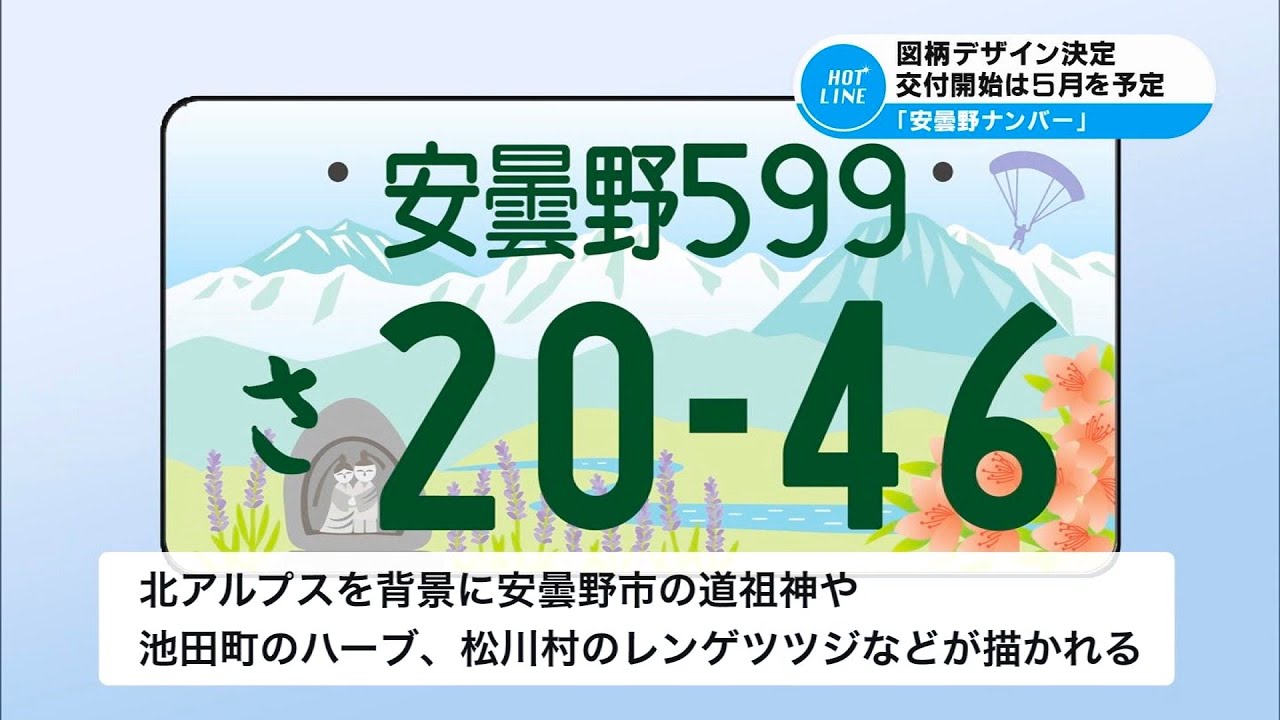 安曇野ナンバー」図柄デザイン決定 今年5月交付開始を予定 - YouTube