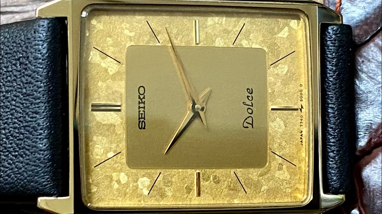 Vintage March 1987 Seiko Quartz Dolce 7740-5000 Gold Flake Nickel