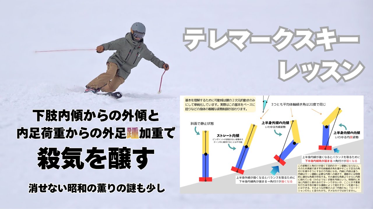 テレマークスキーレッスン 殺気を醸す外傾と外足踵加重と昭和の薫り