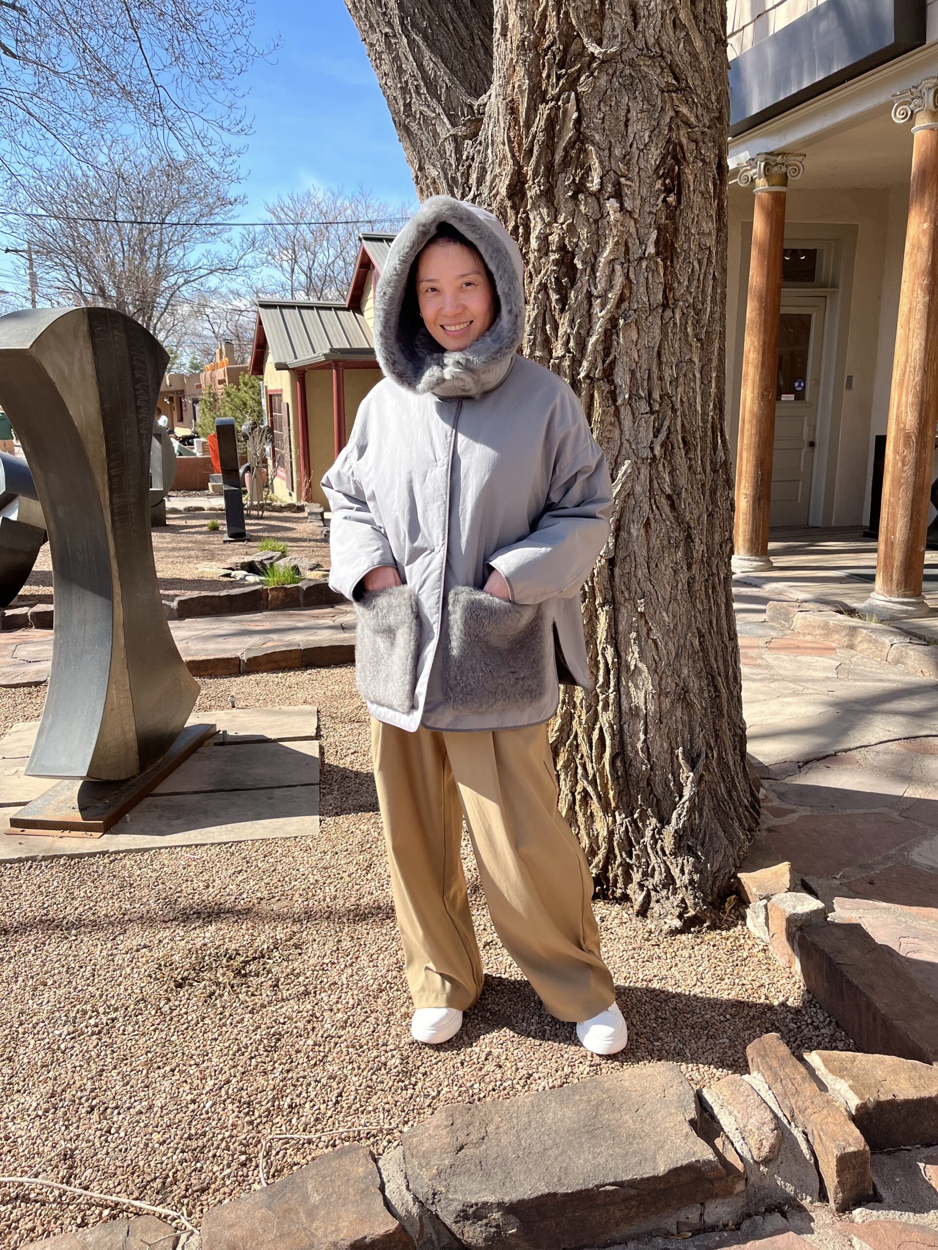 TRANSIT PAR SUCH SHEARLING/SILK COAT SAND - Desert Son of Santa Fe