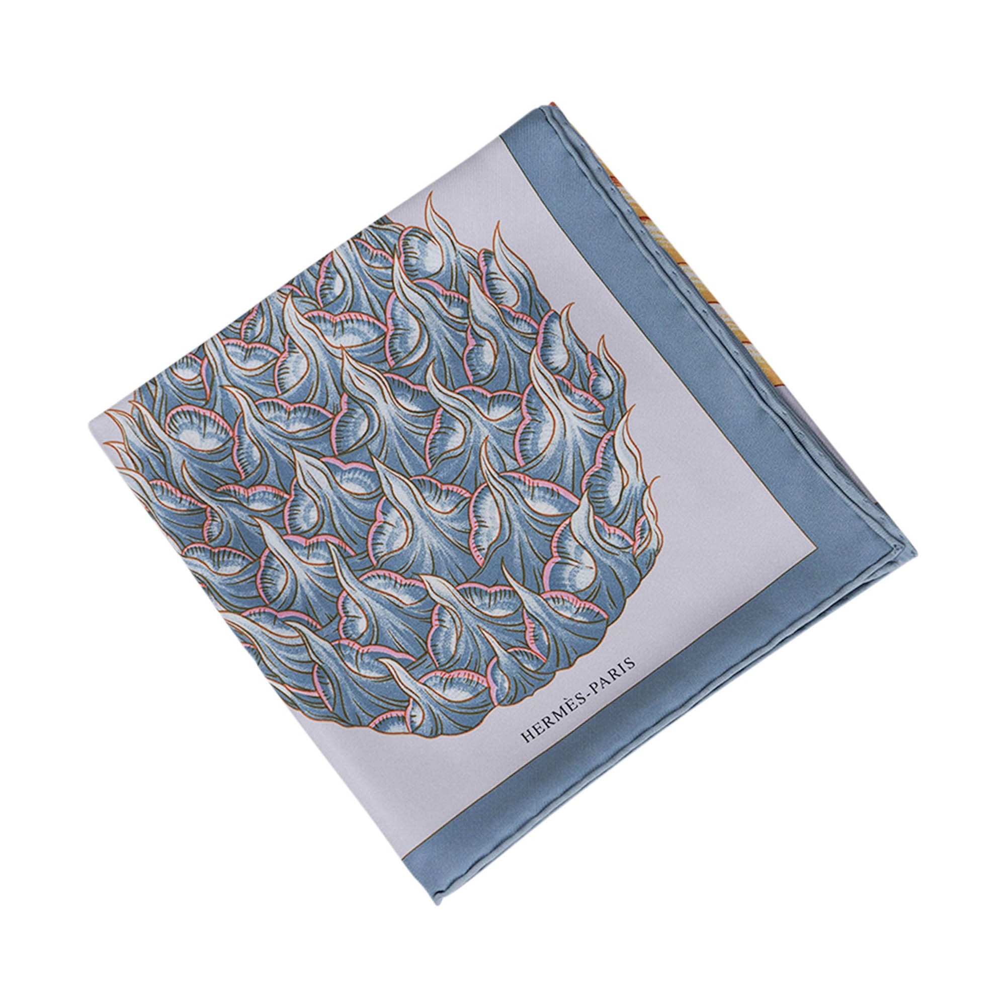 Hermes Silk Scarf 90 Index Bromeliaceae Blue Ciel Violet | Mightychic