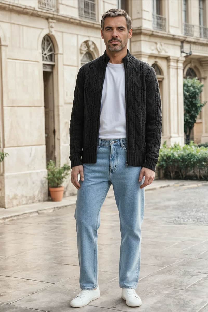 Men's Cabled Pocketed Zip Jacket – Pure Baby Alpaca | Mt Caesar