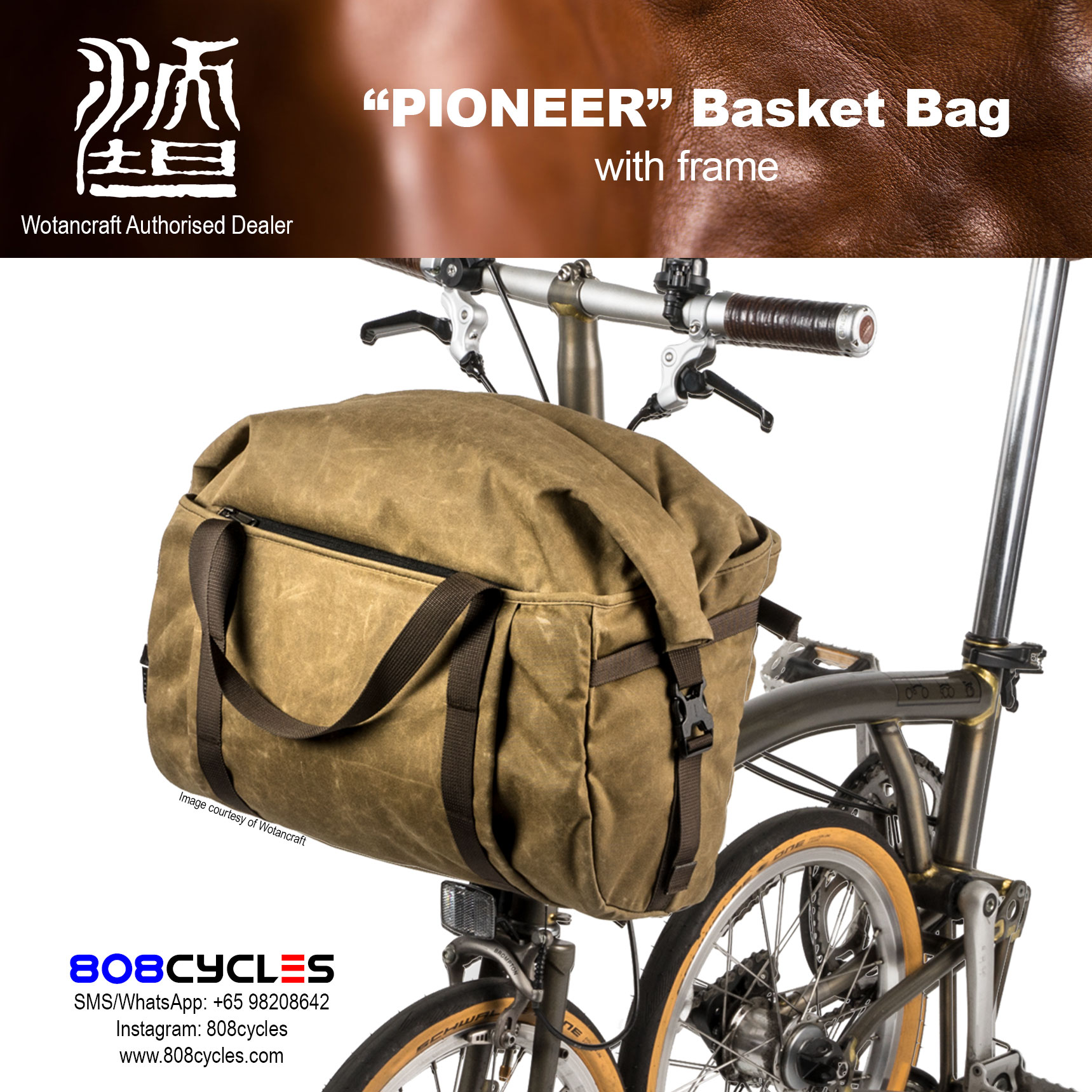 Wotancraft “Pioneer” Basket Bag for Brompton – 808 Cycles