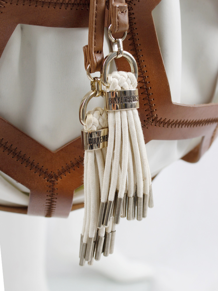 Dirk Bikkembergs brown leather football bag with hexagonal cutouts