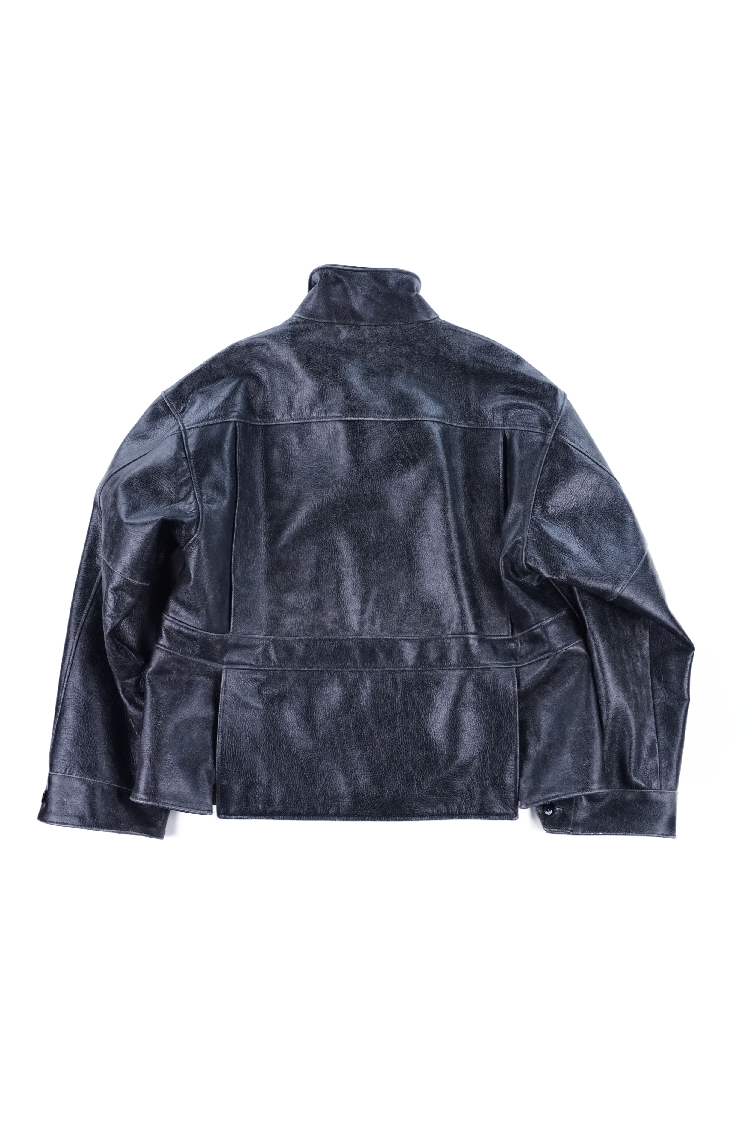 Crack leather double wide jacket – Varde77 official site