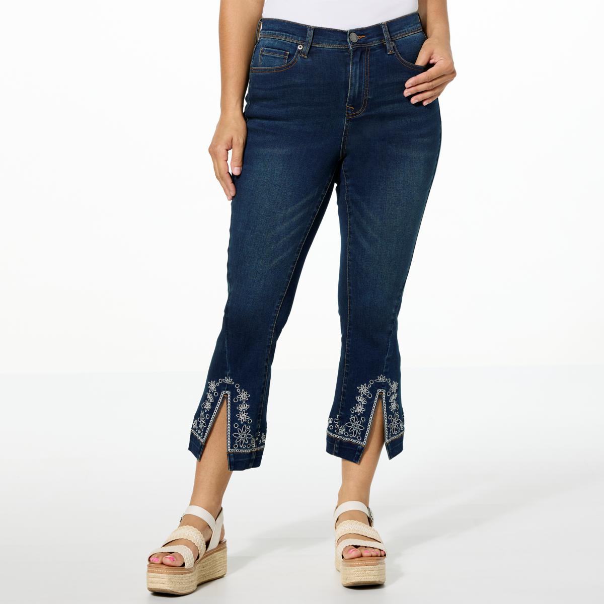 DG2 by Diane Gilman New Classic Stretch Embroidered Crop Bootcut
