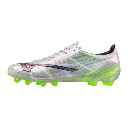 Mizuno Alpha II Elite FG Firm Ground Soccer Cleat, White/Neon