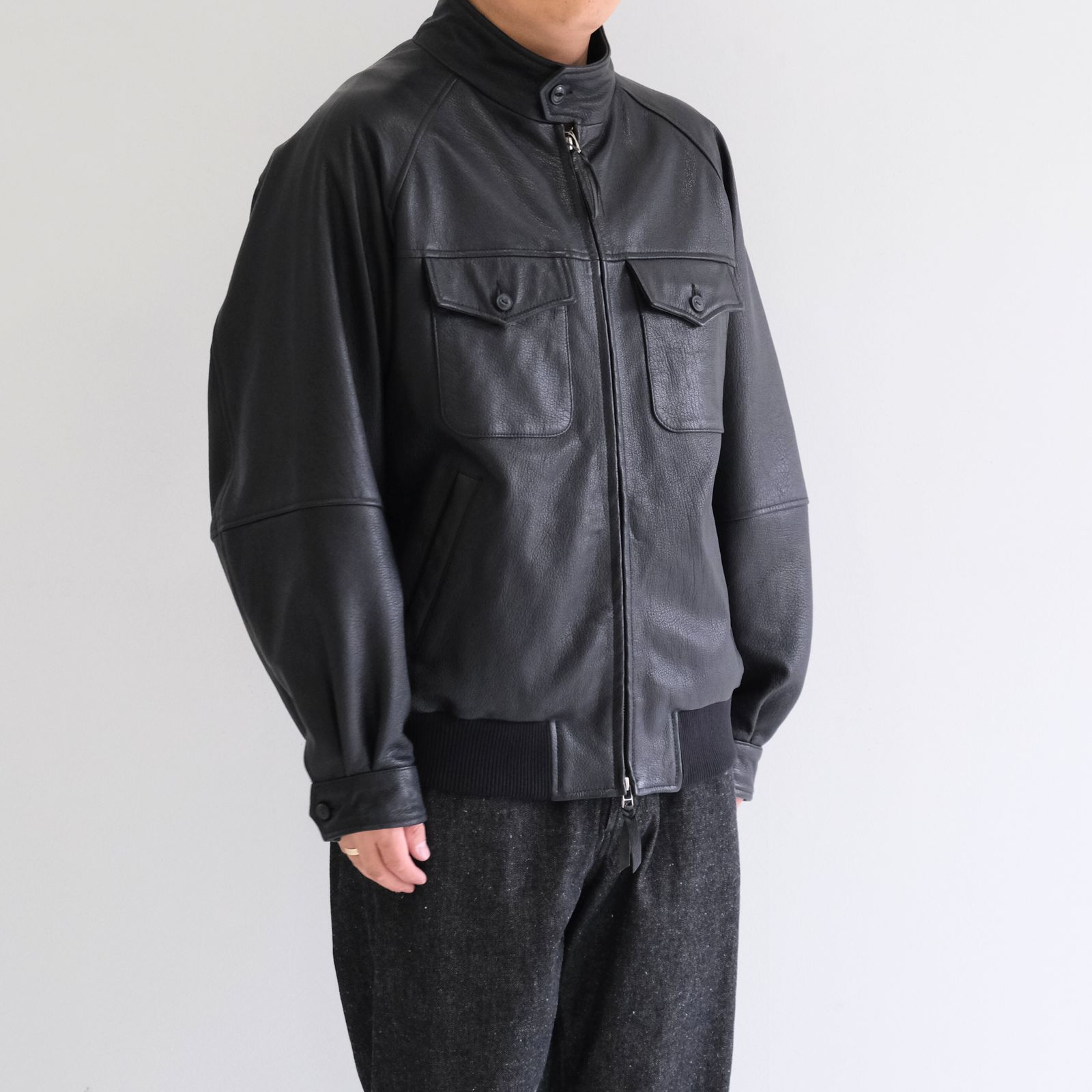 CCU - STAND COLLAR BLOUSON / レザージャケット / ゴートレザー | iko