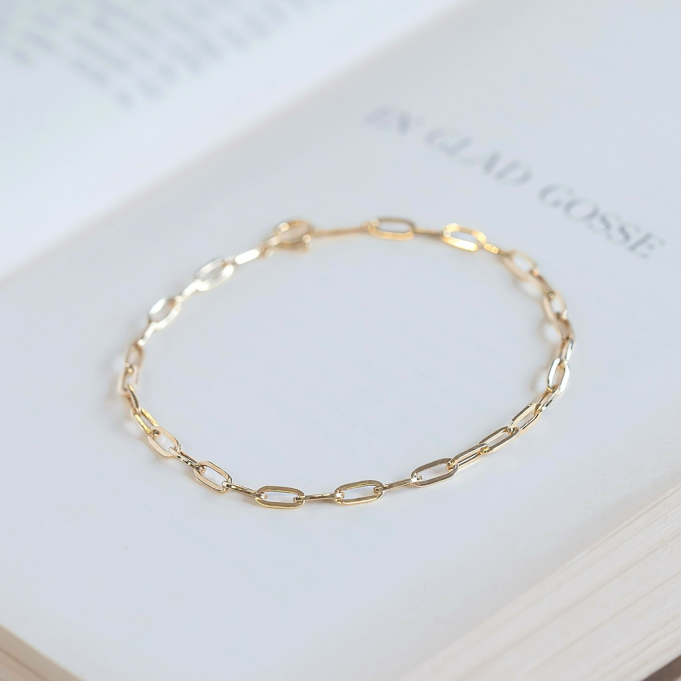 K18 YG ペーパークリップチェーン ブレスレット | IKEDAジュエリー