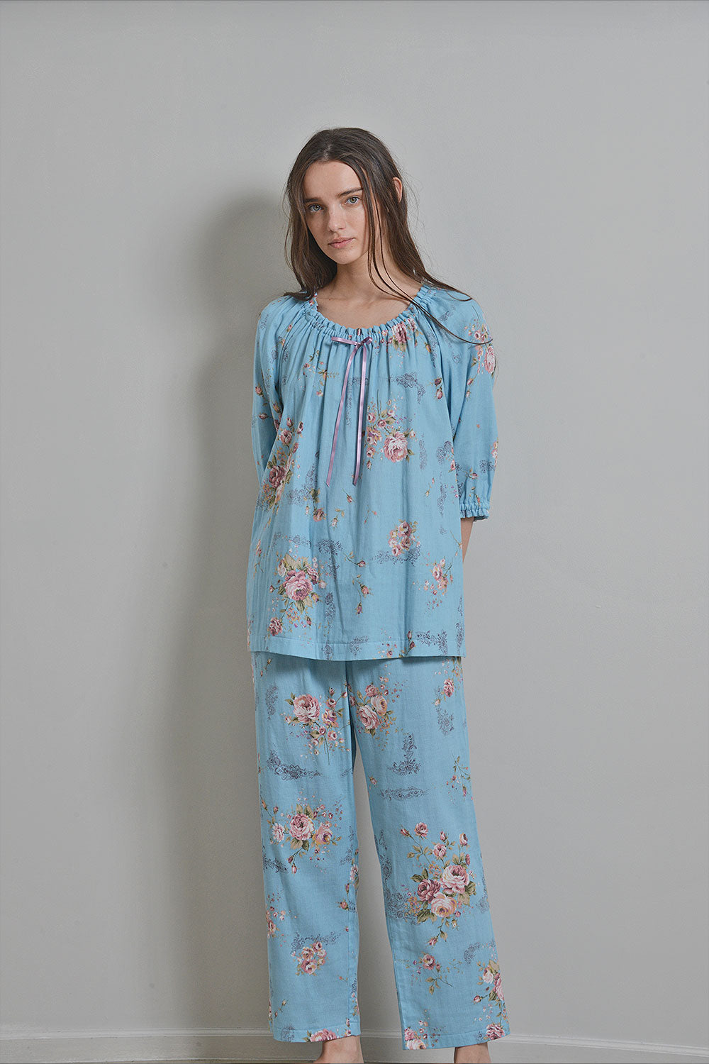 ダブルガーゼ花柄プリント 五分袖パジャマ – IKUKO ONLINE SHOP