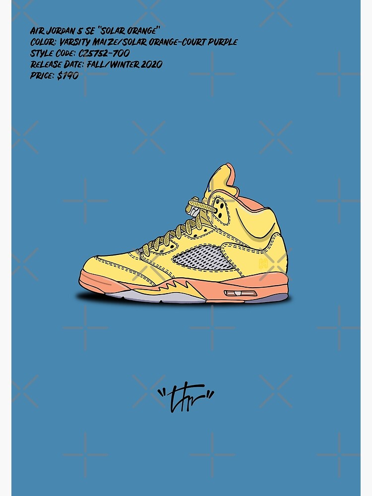 air jordan 5 se solar orange/sneaker poster/dope art/original nike