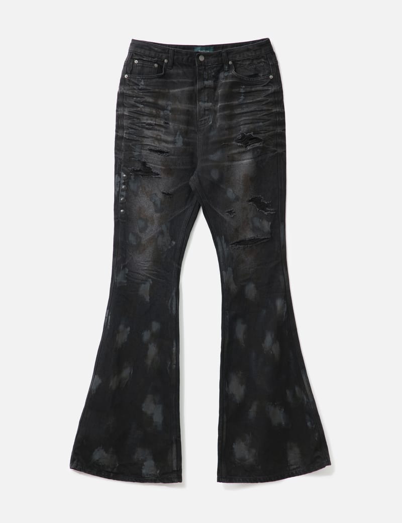 Undermycar - Mud Destroyed Wide Flare Jeans | HBX