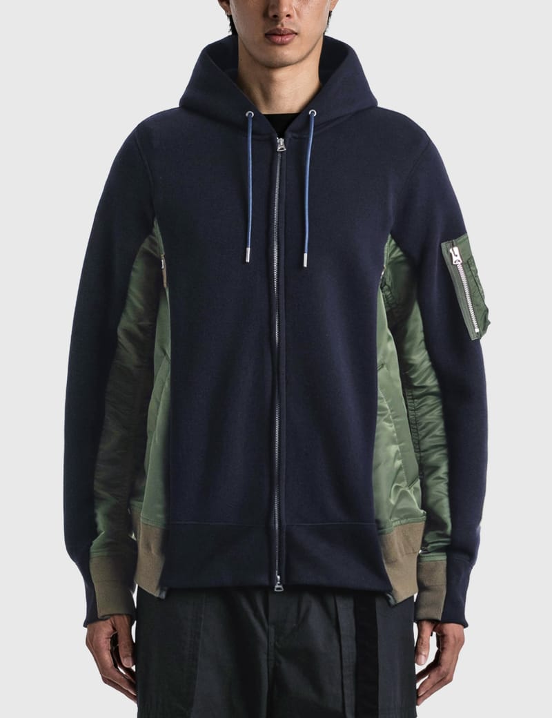 Sacai - Sponge Sweat X MA-1 Hoodie | HBX