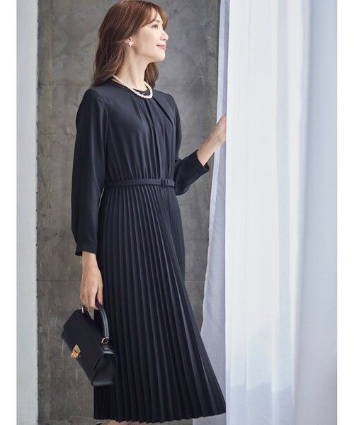 洗える】ノーブルプリーツ ワンピース （ロング・マキシ丈ワンピース