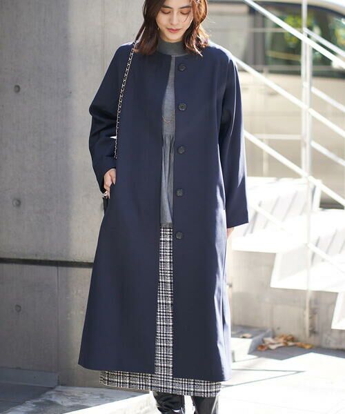 セール】 【2WAY】ノーカラーロングコート （ノーカラージャケット