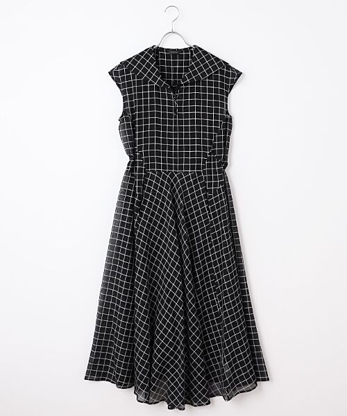 セール】 【OUTLET】ウィンドウチェックセーラーカラーワンピース