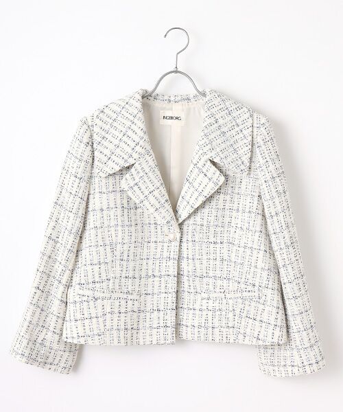 セール】 【OUTLET】ロゴpt.スリットツイードジャケット （テーラード