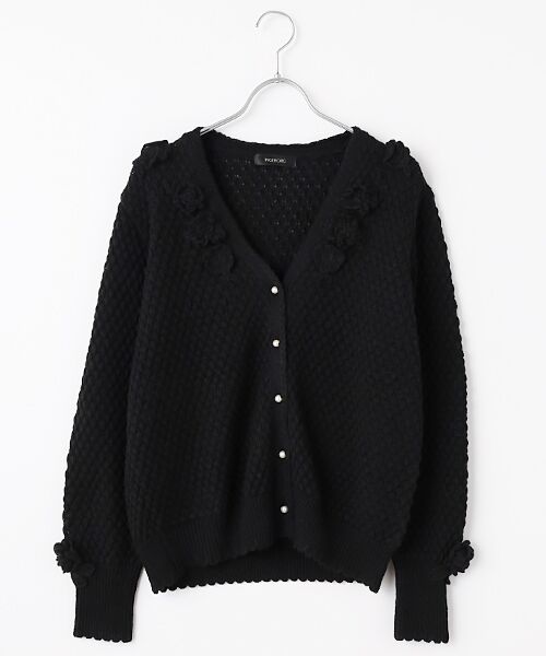 セール】 【OUTLET】モチーフ付きダイヤ柄ニットカーディガン