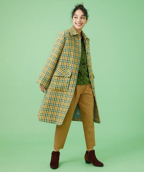 セール】 ロービングチェック ロングコート （ステンカラーコート