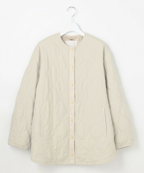 洗える】パディングキルト アウター （ノーカラージャケット）｜自由区