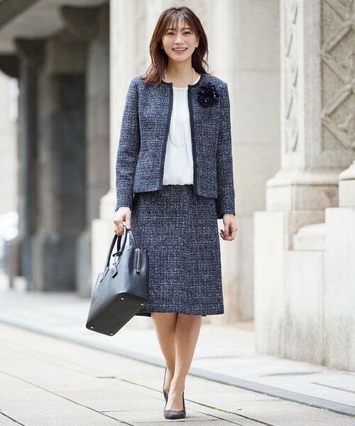 ファンシーツイード ノーカラー ジャケット （ノーカラージャケット