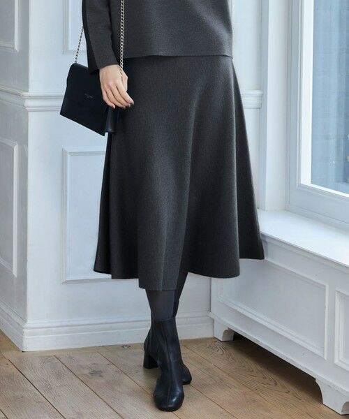 セットアップ対応・洗える】ウールミラノニット スカート （ミニ・ひざ