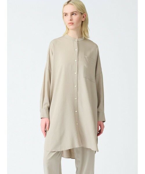 mizuiro ind バンドカラーロングシャツ （ドレス）｜mizuiro ind